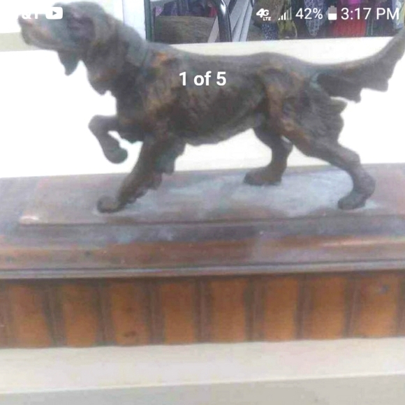 Vintage Copper Irish Hunting Dog With Glass Insert Box